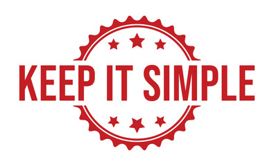 Red 'Keep It Simple' Text Inside Round Starburst Badge with White Background
