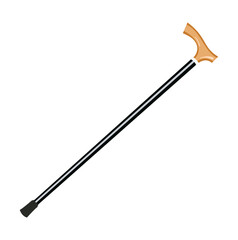 Walking Cane with Wooden Handle Illustration Isolated on White Background