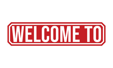 Welcome To Signage Graphic, White Lettering, Red Frame, Isolated Design