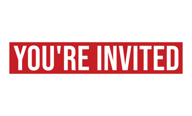 You're Invited White Bold Text on Red Background Isolated on White for Message