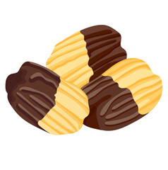 Churros Dipped with Chocolate Sauces Illustration Isolated on White Background