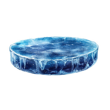 Frozen expanse: A meticulously rendered icy platform shimmering with blue hues