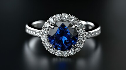 A stunning diamond ring featuring a large blue gemstone center