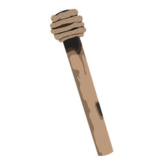 Ancient Wooden Torch Stick Illustration Isolated on White Background