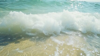 Ocean Waves Crashing On Sandy Beach