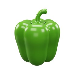 3D green bell pepper upright fresh illustration