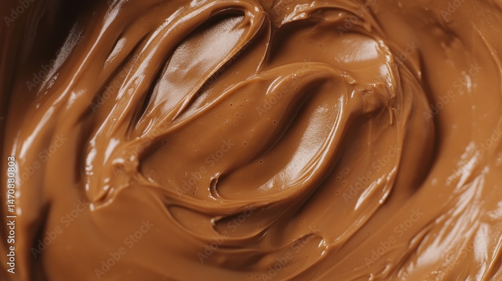 Poster swirled smooth brown mixture creating an appealing creamy texture surface