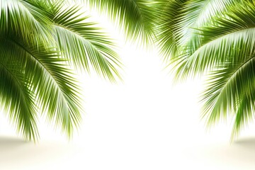 Naklejka premium Lush palm fronds against a bright background
