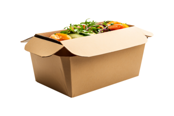 Food delivery box packaging isolated on transparent background
