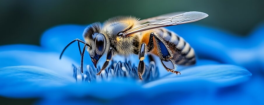 Bee on Blue Flower