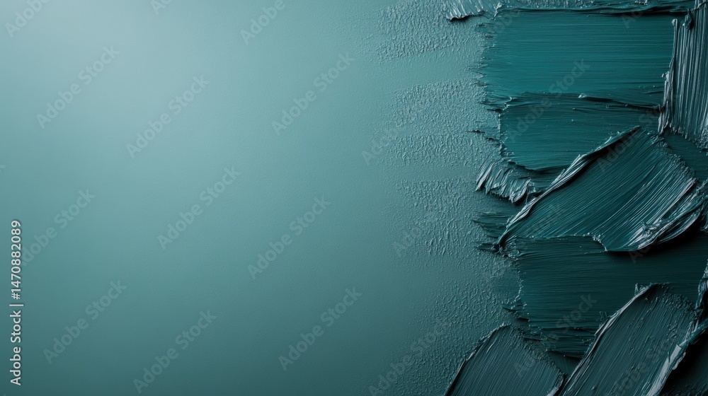Aufkleber turquoise paint is applied on a smooth surface, creating a textured and vibrant artistic backdrop in