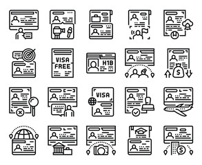 Immigration documents application process icons