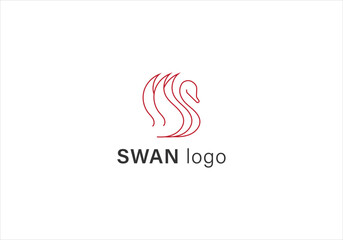 Minimalist Swan Logo Design with Red Line Art