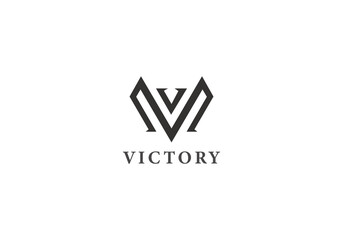 Minimal V Letter Victory Logo in Black Monogram Style