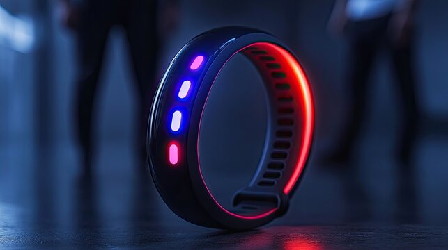 Fitness Tracker with Glowing Lights, and Gym. - Powered by Adobe