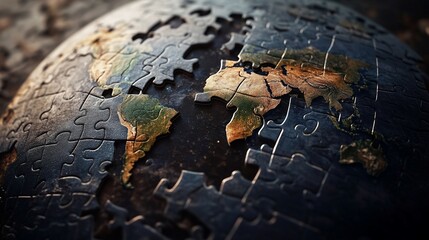 Global Puzzle: A World Map Constructed from Interlocking Pieces , showing continents