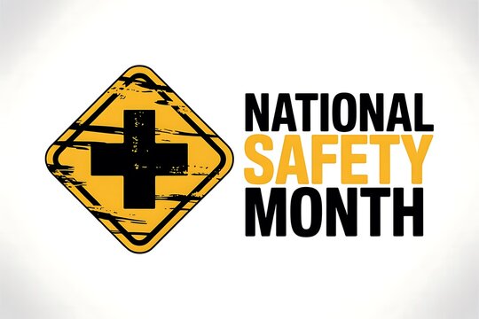 National Safety Month: Prioritize safety prevent accidents protect lives A scratched cross symbol emphasizes urgency - Powered by Adobe