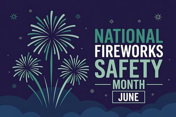 Celebrate National Fireworks Safety Month in June: Stunning fireworks illuminate the night sky, promoting safety.