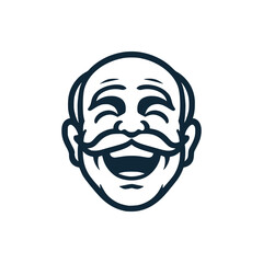 old man happy laugh smile profile logo vector illustration template design