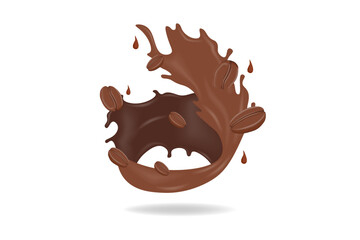 3D Coffee Splash with Beans – Realistic Circular Liquid Motion