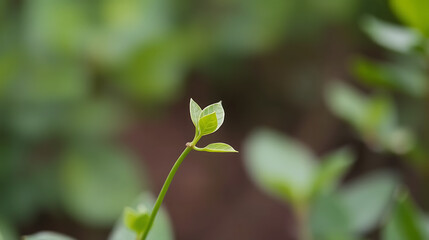 Fototapeta premium Tea Plant Sprout, Vibrant Growth, Beginning of Premium Tea