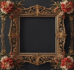 Elegant ornate frame with floral details  Perfect for formal events ,  ornate,  party invite