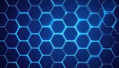 Abstract Blue Hexagon Pattern Background Glowing Neon Lines Digital Technology Design