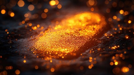 Glowing Fingerprint with Dark Background.