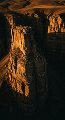 Golden hour bathes rock formation