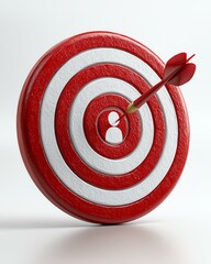 decision makers digital persona marketing shopper target audience A bullseye target with an arrow hitting the center, symbolizing precision and focus in business strategy and marketing.