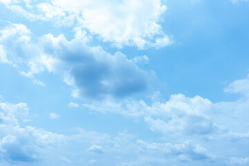 Serene Blue Sky with Fluffy White Cumulus Clouds Beautiful Daytime Nature Background