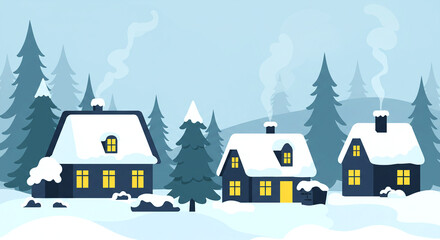 winter landscape with house