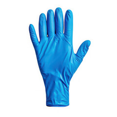 Obraz premium Blue Nitrile Glove Medical Exam Protective Handwear Isolated on transparent background