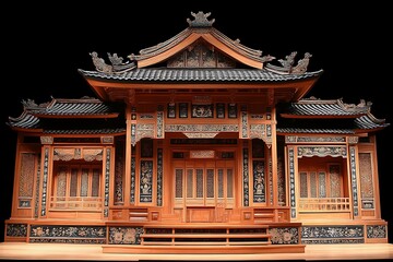 Naklejka premium Detailed Wooden Asian Building