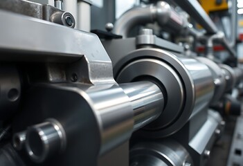 close up of a machine with a lot of metal parts