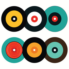 Six classic groove arranged on white background