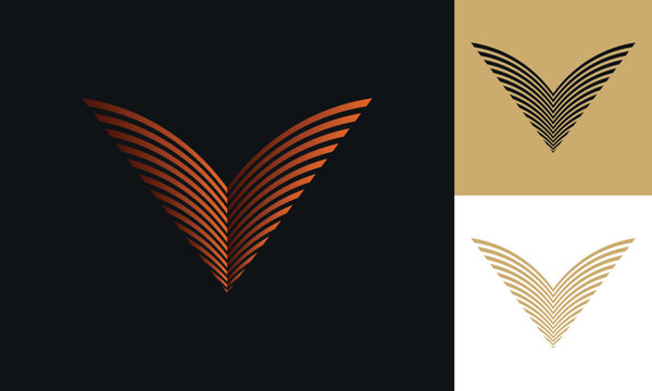 Letter V wings monogram logo design