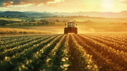 Fototapeta premium Digital banking app interface with a background of a thriving farm landscape,