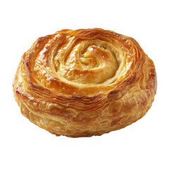 Fototapeta premium Golden Flaky Kouign Amann Pastry Delicious Baked Treat png transparent background 