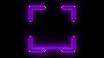 animated neon blue barcode scanner qr code isolated on black background. Scan QR code to loop neon bright magenta color animation on black background. - Powered by Adobe