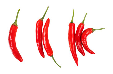 Set of red hot chili peppers