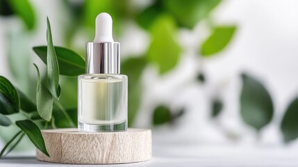 Sustainable serum vial - eco beauty, green skincare, pure innovation, natural formula, botanical blend, ethical commitment, clean ingredients, regenerative serum, conscious creation, mindful skincare.