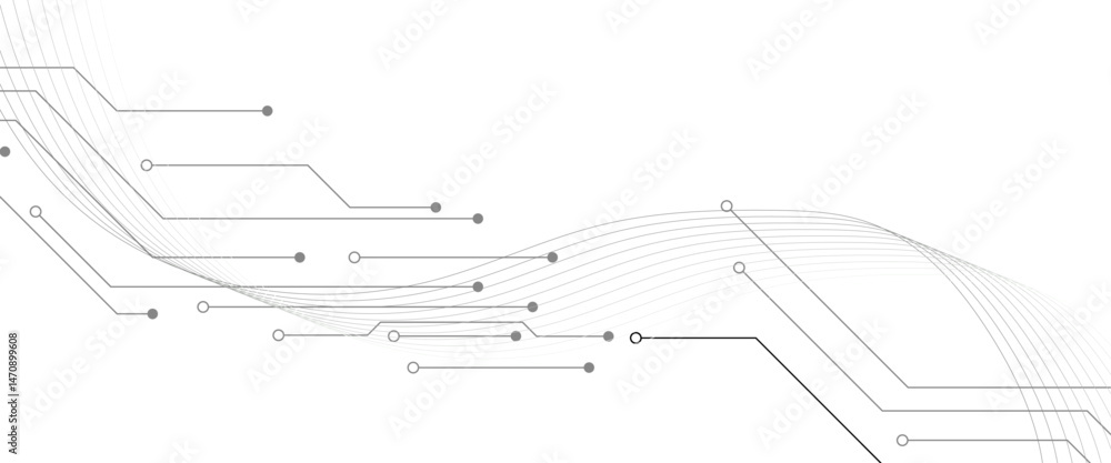 Poster abstract grey circuit line technology pattern on white background