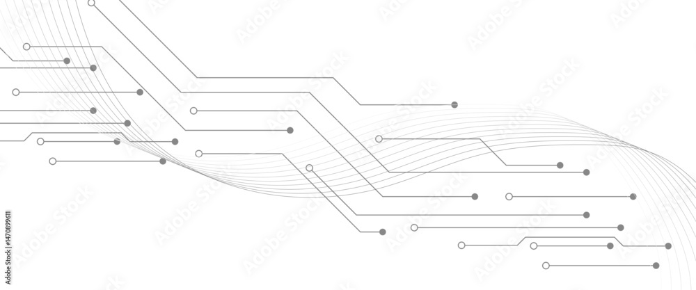 Aufkleber abstract grey circuit line technology pattern on white background