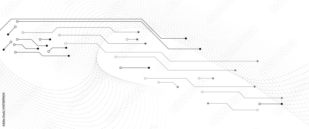 Poster abstract grey circuit line technology pattern on white background