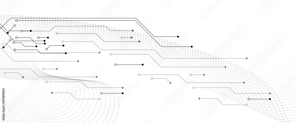 Aufkleber abstract grey circuit line technology pattern on white background