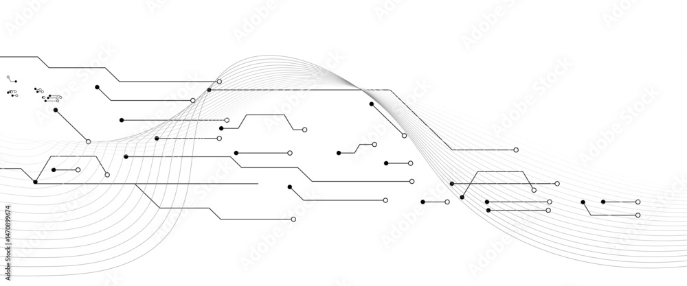 Aufkleber abstract grey circuit line technology pattern on white background