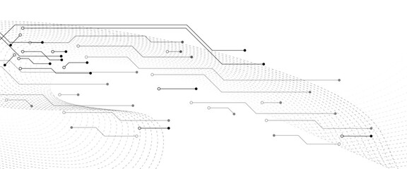 Abstract grey circuit line technology pattern on white background