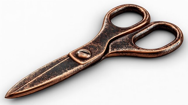 Antique Copper Scissors Vintage Craft Tool.