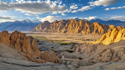 Fototapeta premium A stunning landscape of mountains and a vast desert valley